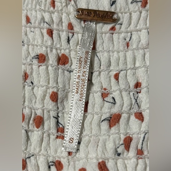 Free People Julia Sweetheart Top Ivory Cherry Print Women's Long Sleeve Size S - Picture 10 of 11